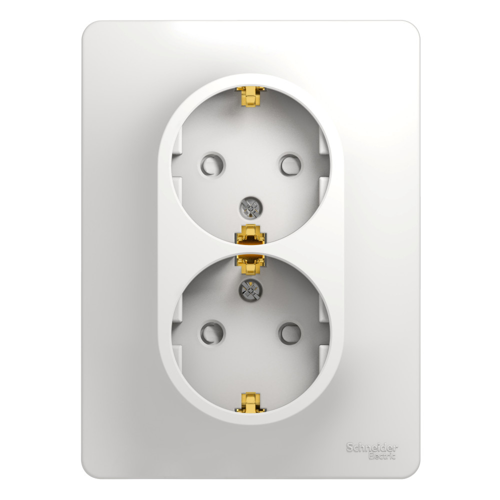 Изображение товара Glossa Розетка двойная с заземлением 250V 16A белая