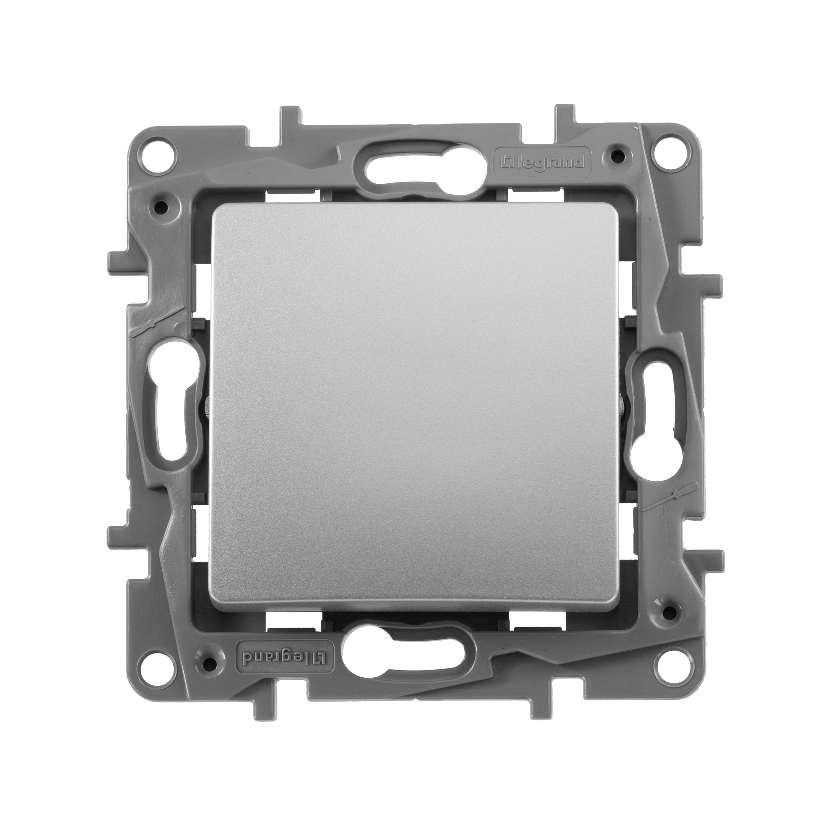 Изображение товара Legrand Etika Алюминий Переключатель 1-клавишный, автоматичесике клеммы, 10 AX, 250 В.