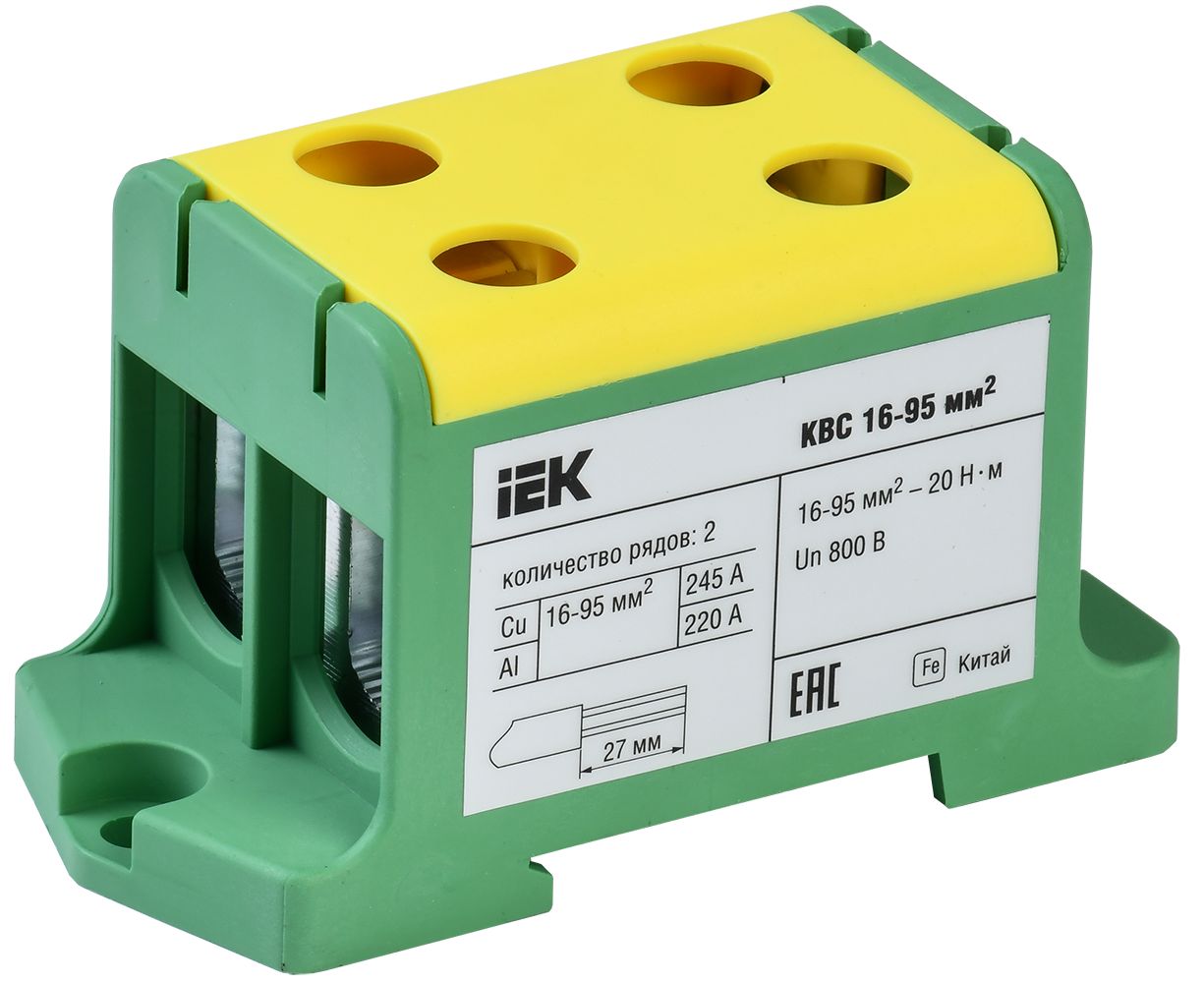 Изображение товара IEK Клемма вводная силовая КВС 16-95 кв.мм. 2-рядная PE