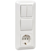 Изображение товара Systeme Electric Blanca внутр Бел Блок: Розетка с/з + Выключатель 1-кл. + Выключатель 2-кл. (индивид.упак.)