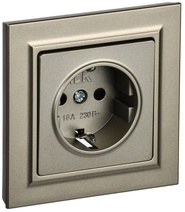 Изображение товара IEK BRITE Шампань Розетка с/з с защ.шторк. 16А в сб. РСР14-1-0-БрШ