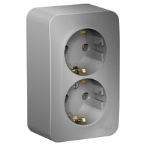 Изображение товара Systeme Electric Blanca наруж Алюминий Розетка 2-ая с/з без шторок 16А, 250В, изолир. пластина