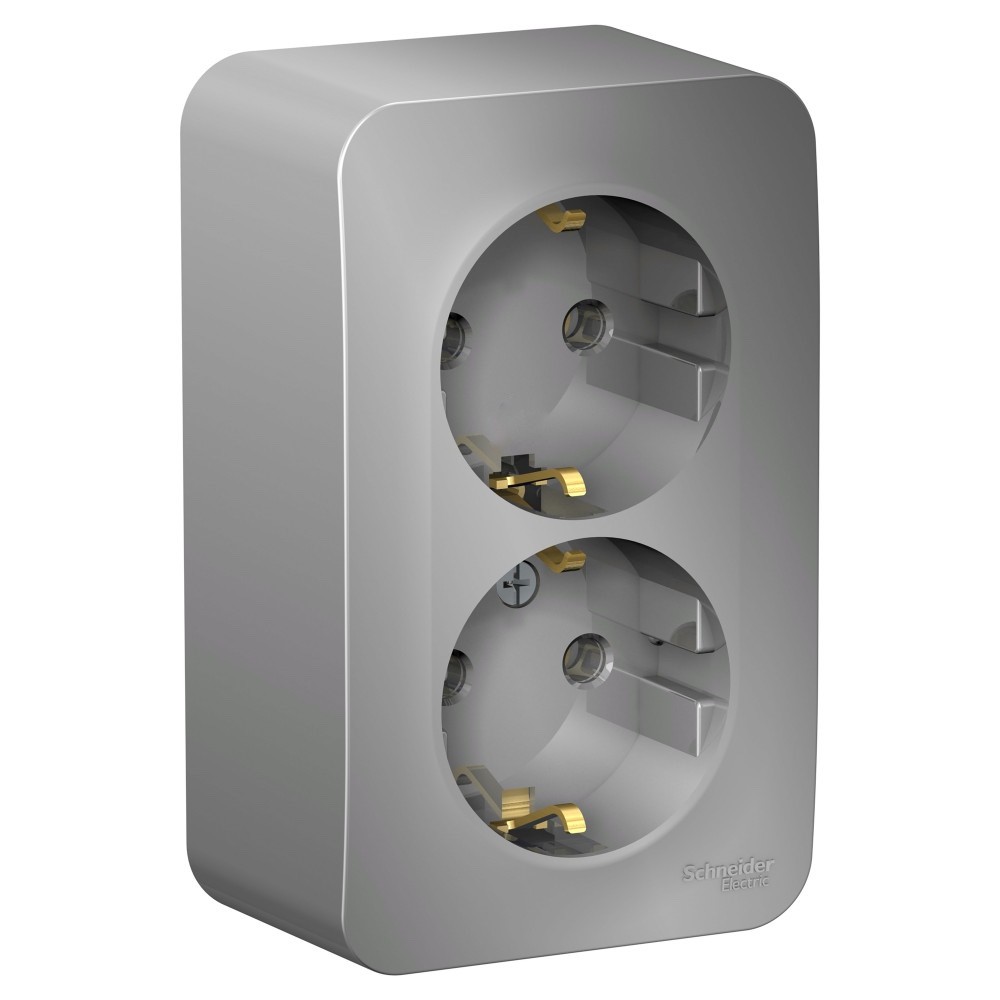 Изображение товара Systeme Electric Blanca наруж Алюминий Розетка 2-ая с/з без шторок 16А, 250В, изолир. пластина