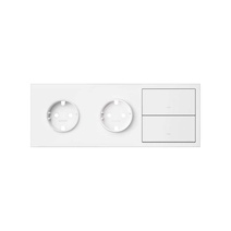 Изображение товара Simon 100 Белый матовый Кит 3 поста, фронт. Накладка на 2 розетки Schuko + 2 клавиши выключателей
