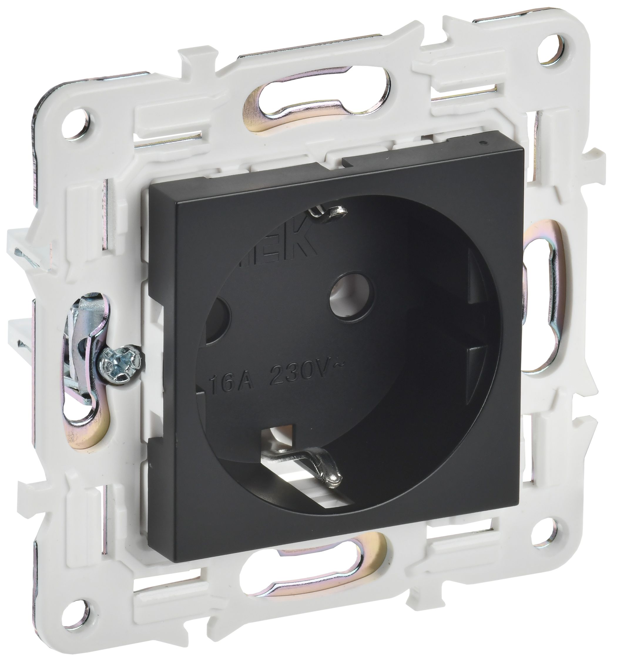 Изображение товара IEK SKANDY Черный Розетка с/з без защитных шторок 16А SK-R05Bl