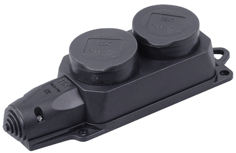 Изображение товара Розетка IEK OMEGA РБ32-1-0м двухместная IP44 с защитными крышками Изображение товара Розетка IEK OMEGA РБ32-1-0м двухместная IP44 с защитными крышками