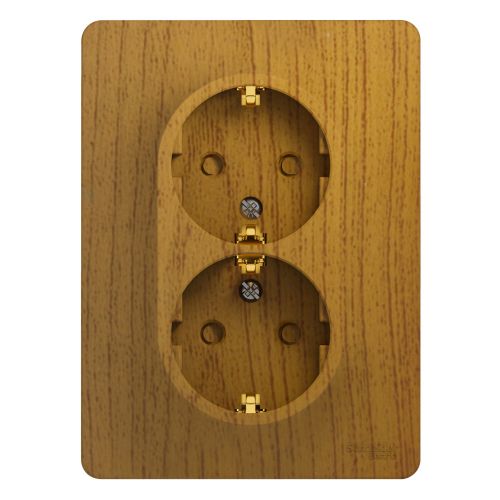 Изображение товара Rозетка двойная Glossa с заземлением, дерево дуб, 250В 16A