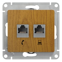 Изображение товара Systeme Electric Glossa Дерево Дуб Розетка 2-я RJ11+RJ45, кат.5E