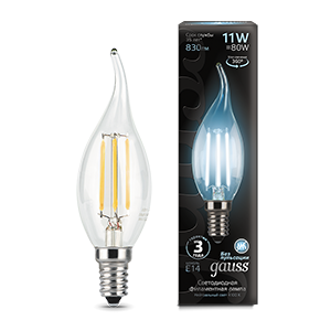 Изображение товара Gauss Лампа Filament Свеча на ветру 11W 830lm 4100К Е14 LED