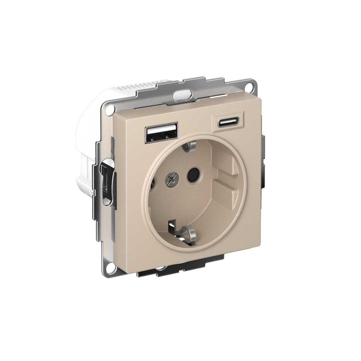 Изображение товара AtlasDesign 16A песочный с USB A+C, 2×USB, заземление