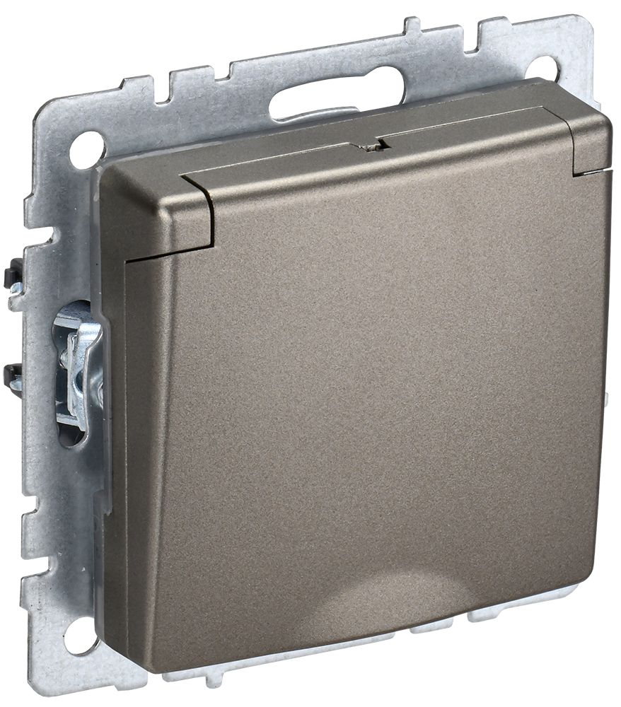 Изображение товара IEK BRITE BASE Шампань Розетка 1-м с/з с защ. штор. и кр. 16А IP20 РСбш10-3-БрШ