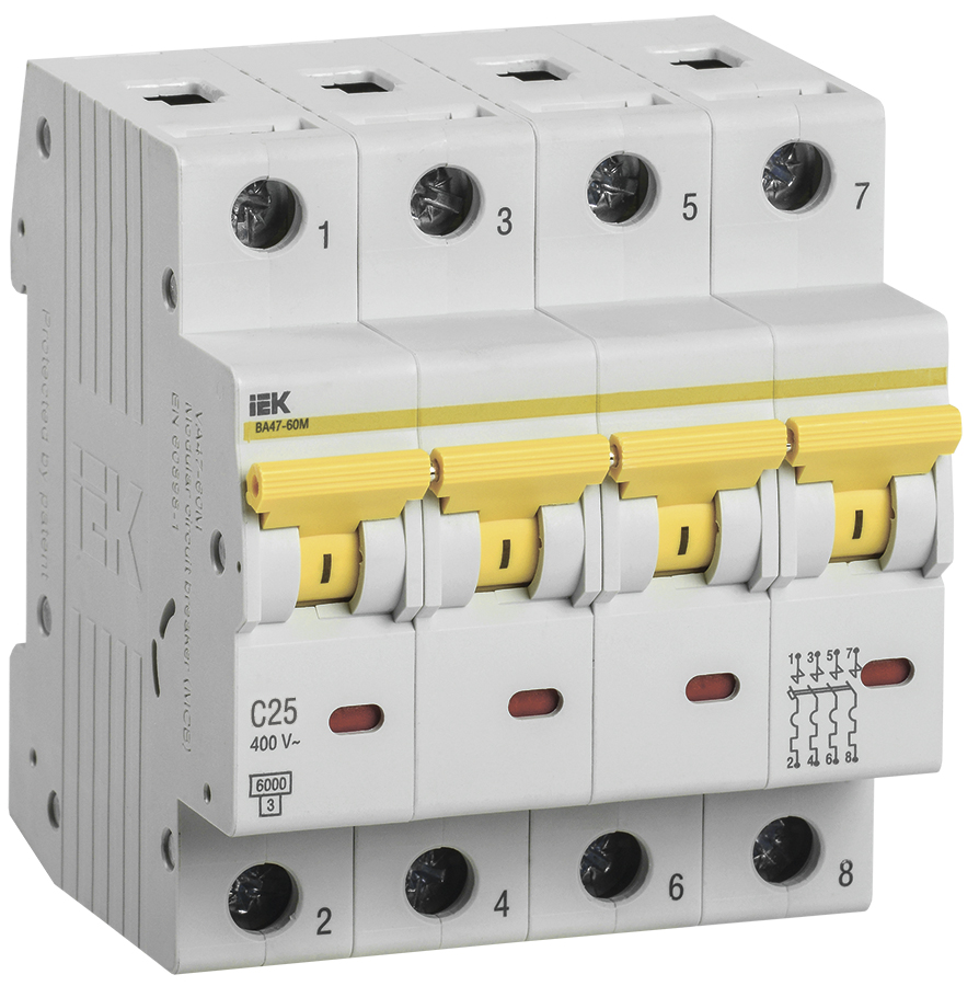 Изображение товара Автоматический выключатель IEK VA47-60M 4P 25А 6кА C