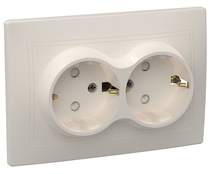 Изображение товара GENERICA KVARTA РСш12-3-ККм Розетка 2местн. c з/к с защ.штор. 16А (кремовый)