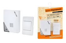 Изображение товара TDM Звонок беспроводной на батарейках "народный" ЗББ-Н-11/2-32М (32 мелодии, кнопка IP30, 2х1,5В АА, открытый код)