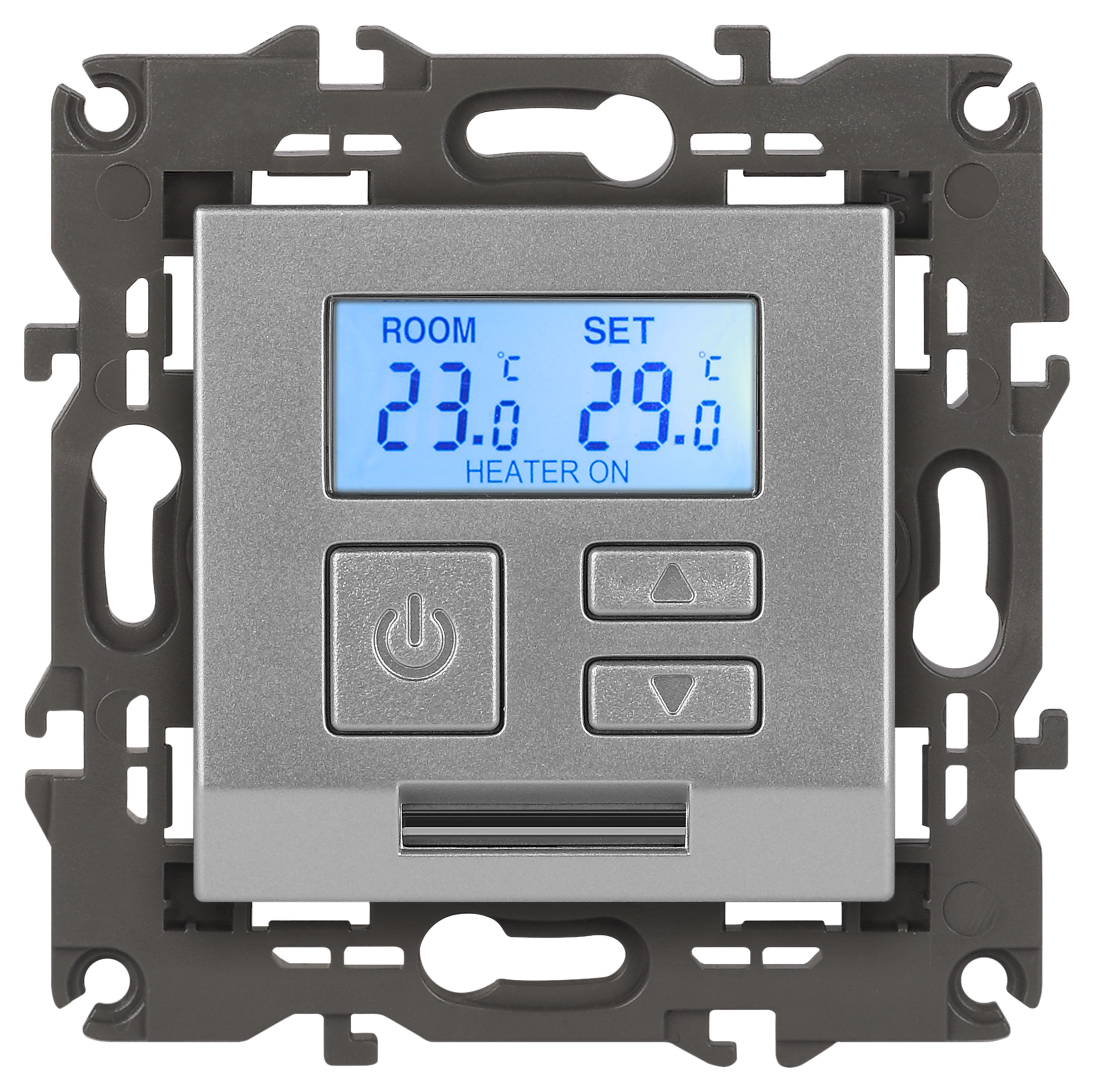 Изображение товара ЭРА 14-4111-03 Терморегулятор универс. 230В-Imax16А, IP20, Elegance, алюминий (6/60/1080)