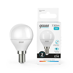 Изображение товара Лампа Gauss Elementary Шар LED 10 Вт 4100K Е14