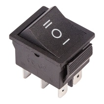 Изображение товара REXANT Выключатель клавишный 250V 15А (6с) ON-OFF-ON черный с нейтралью.