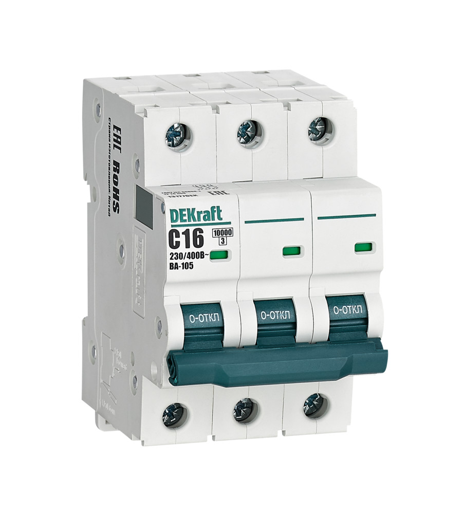 Изображение товара Декафт автоматический выключатель ВА105 3P 016A C 400В 10кА