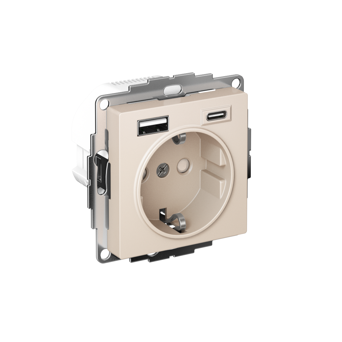 Изображение товара Systeme Electric AtlasDesign Бежевый Розетка 16А с USB A+C (5В/2,4А/3 А, 2х5В/1,5А), мех
