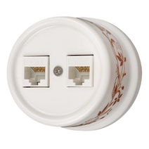 Изображение товара БИРОНИ Лизетта Керамика Белая Розетка 2-я RJ45 (декор D6/2)