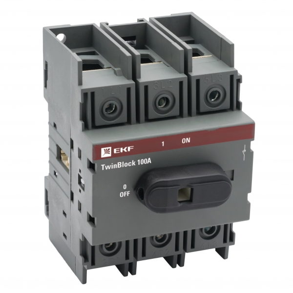 Изображение товара EKF PROxima TwinBlock Рубильник 100A 3P c рукояткой управления для прямой установки.