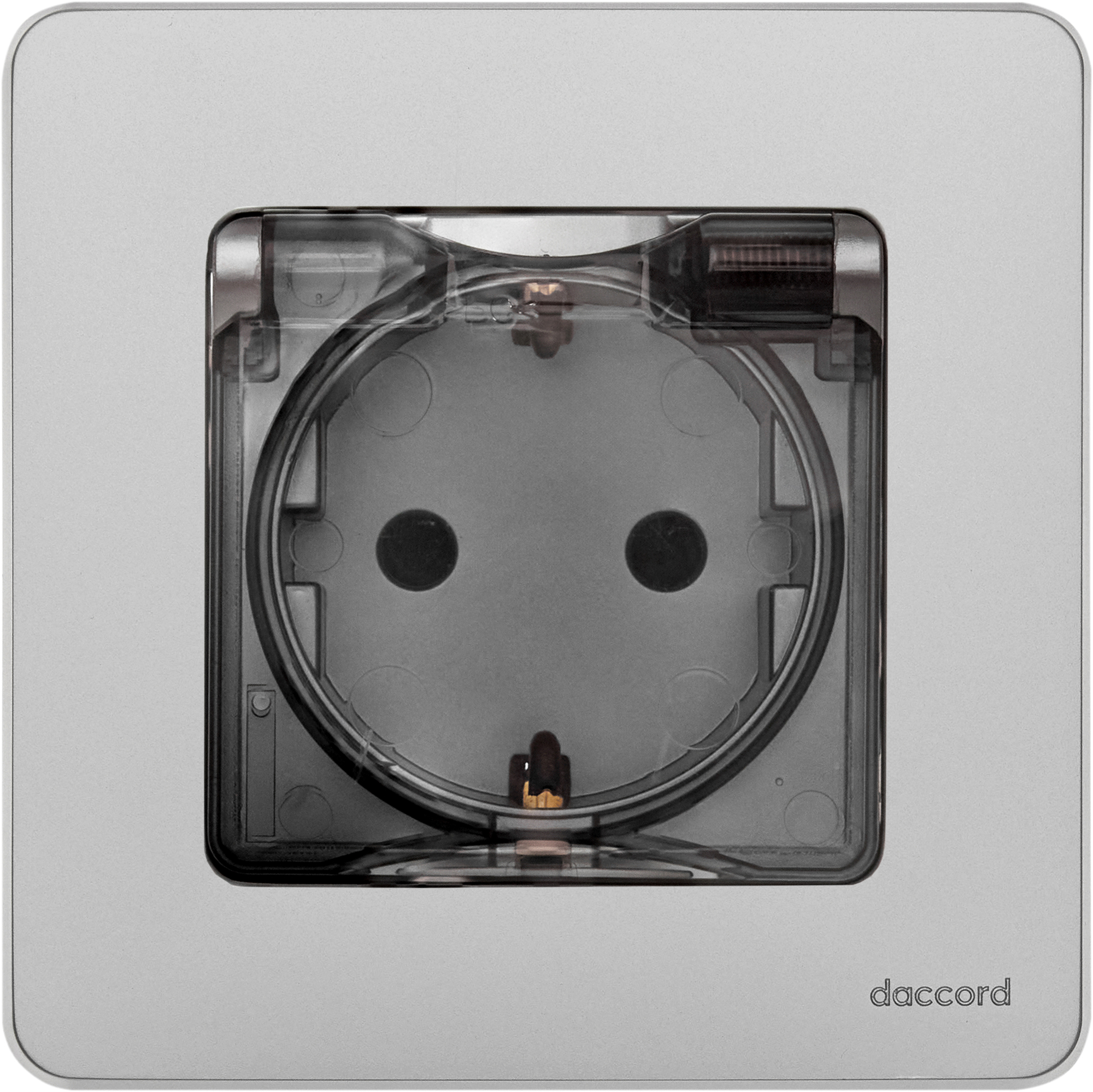 Изображение товара Legrand/Daccord INSPIRIA Алюминий Розетка 2К+З IP 44 с откидной крышкой и шторками - немецкий стандарт - 16 А - 250 В.