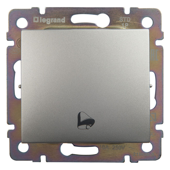 Изображение товара Legrand Valena Алюминий Выключатель кнопочный 1-клавишный с символом "звонок".