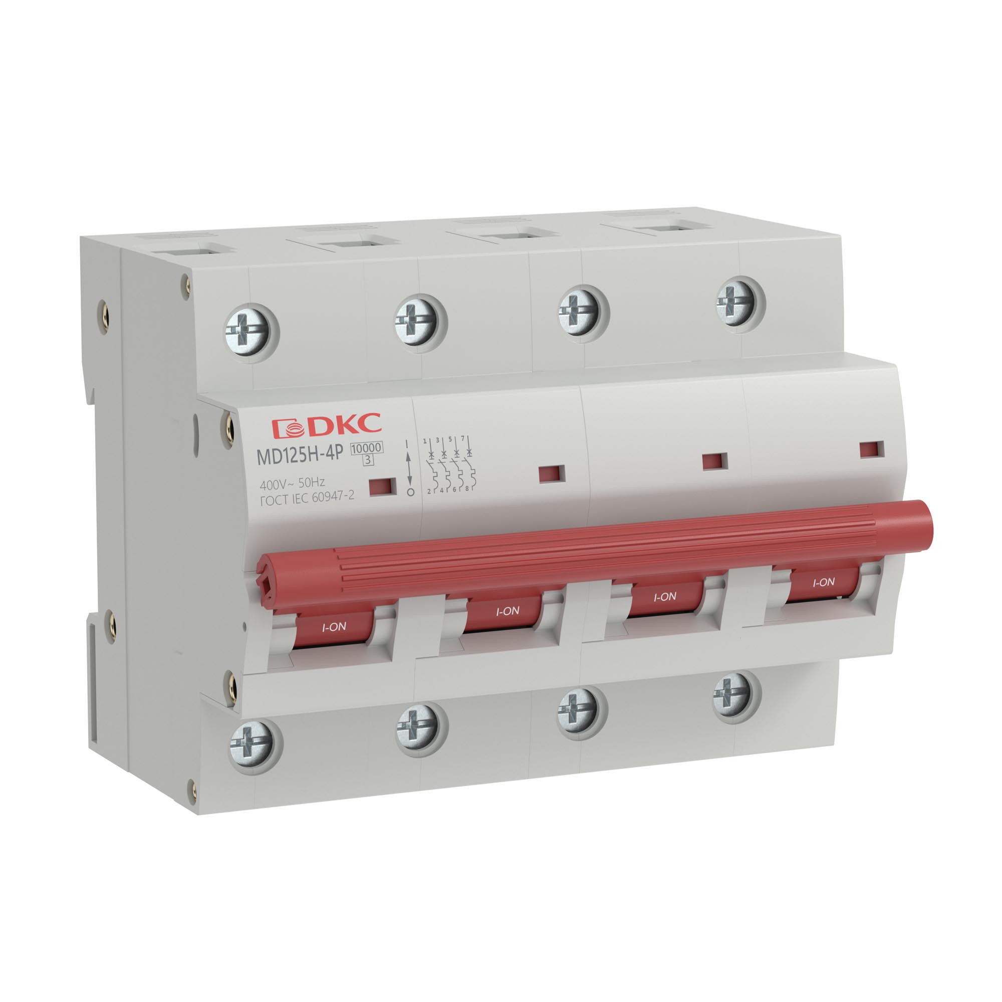 Изображение товара DKC Автоматический выключатель модульный YON max типа MD125H, 10кА, 4 полюса, хар-ка D, 80А