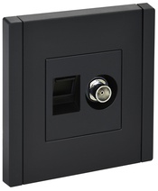 Изображение товара IEK FORTE&PIANO Черный Розетка двойная TV+RJ45 кат.5E FP136