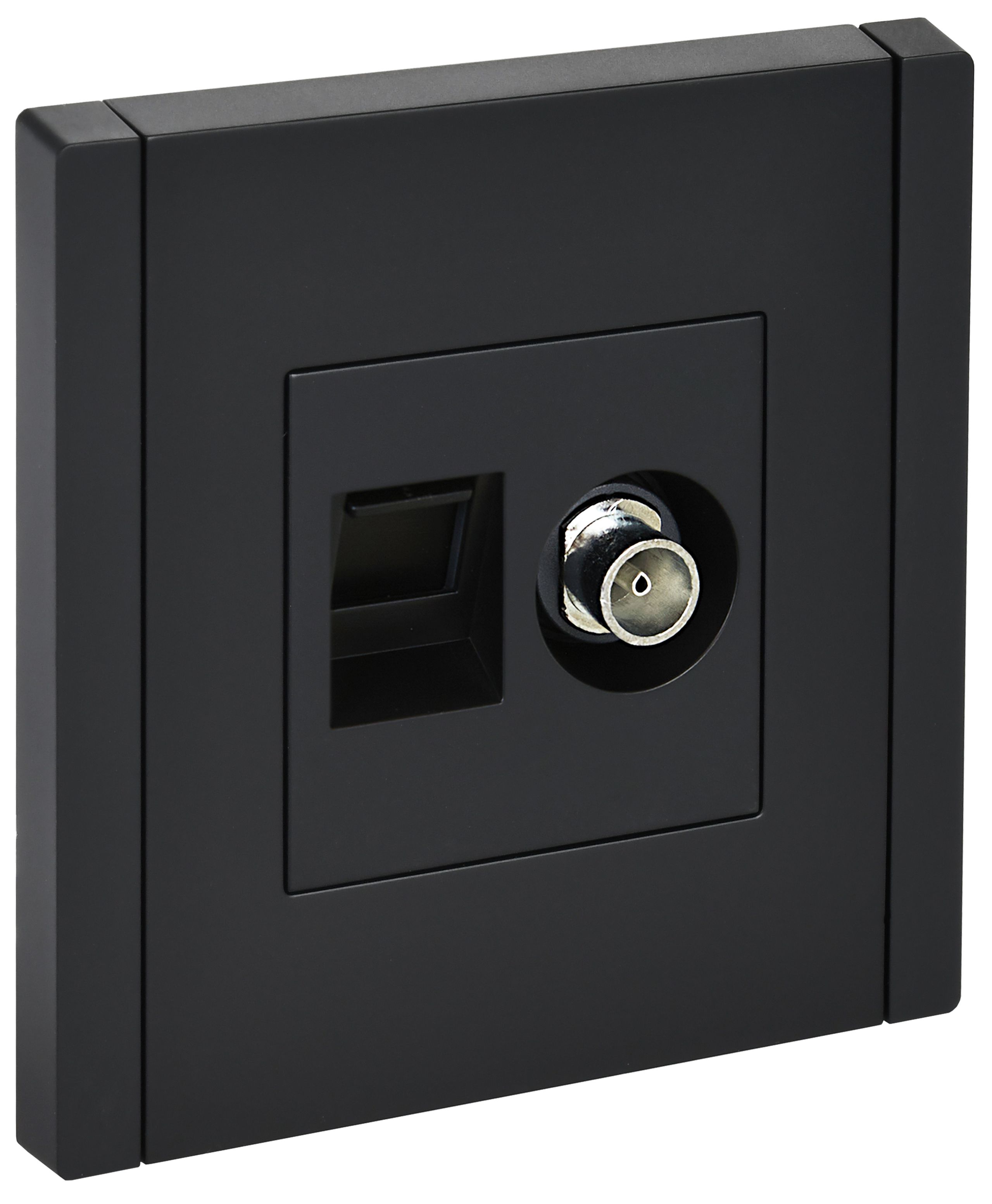 Изображение товара IEK FORTE&PIANO Черный Розетка двойная TV+RJ45 кат.5E FP136