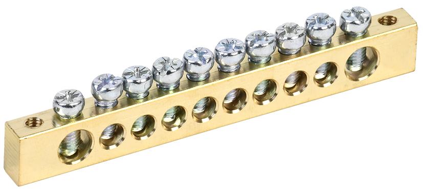 Изображение товара IEK Шина PEN земля-ноль 8х12мм 10/2 (10групп/креп по краям)