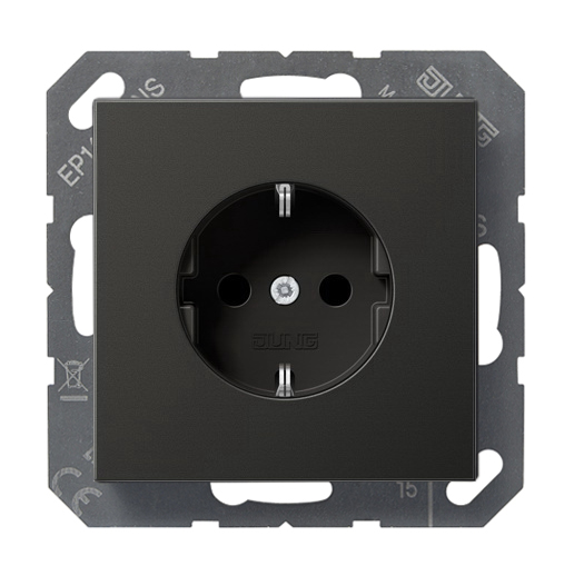 Изображение товара JUNG EcoProfi Черный матовый Розетка с/з, автозажим
