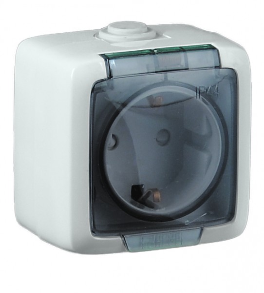 Изображение товара Hegel Альфа IP44 наруж Белая РА16-212 Розетка с/з, со шторками, брызгозащищенная