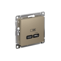 Изображение товара Systeme Electric AtlasDesign Шампань USB Розетка тип-C 65W высокоскор.заряд. QC, PD, мех.