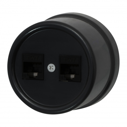 Изображение товара BIRONI Лизетта RJ45 2x8(4) черная розетка для открытой установки