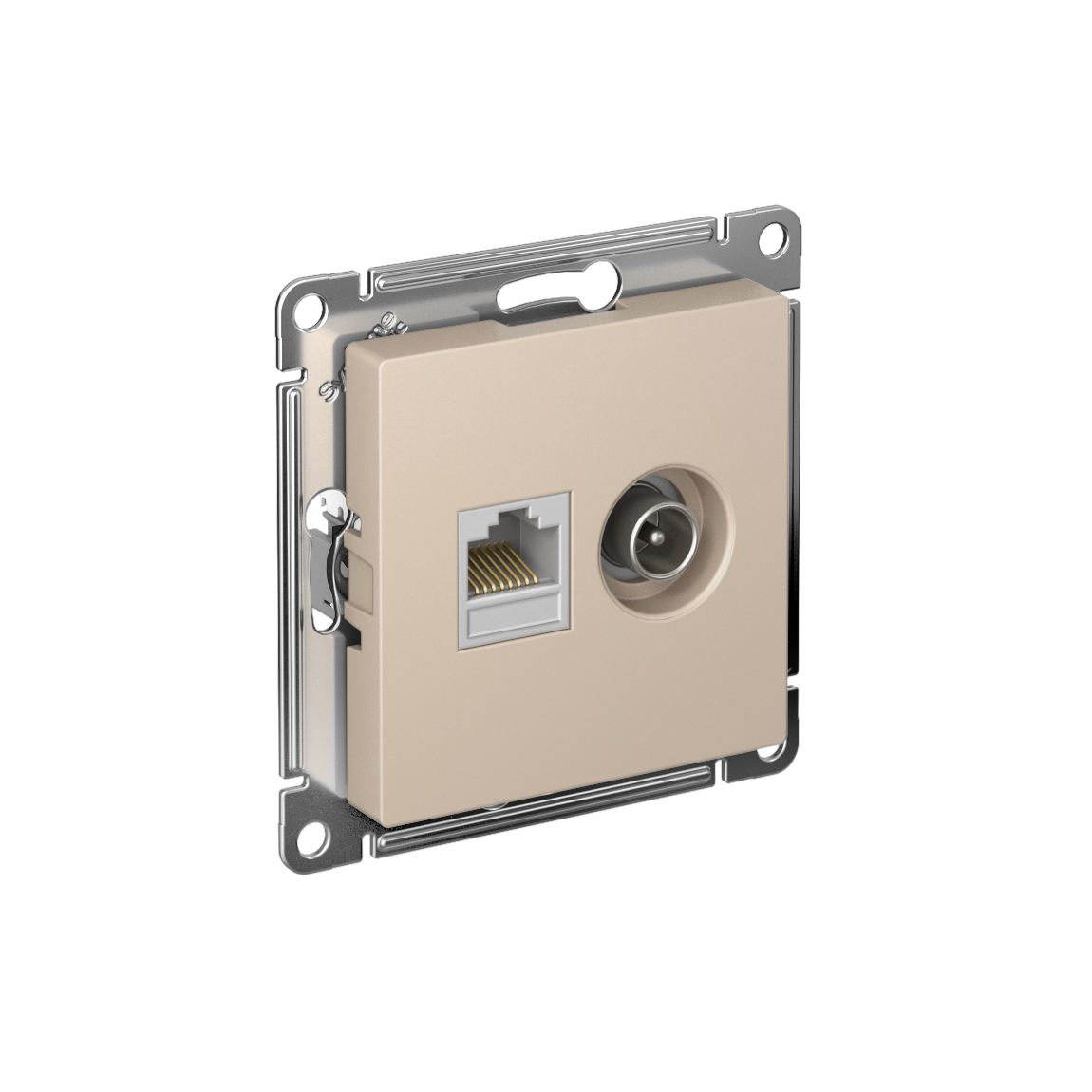 Изображение товара Systeme Electric AtlasDesign Песочный Розетка двойная ТВ + компьютерная RJ45, кат. 5Е