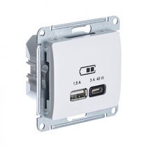 Изображение товара Systeme Electric Glossa Беж USB Розетка A + тип-C 45W высокоскор.заряд. QC, PD, мех.