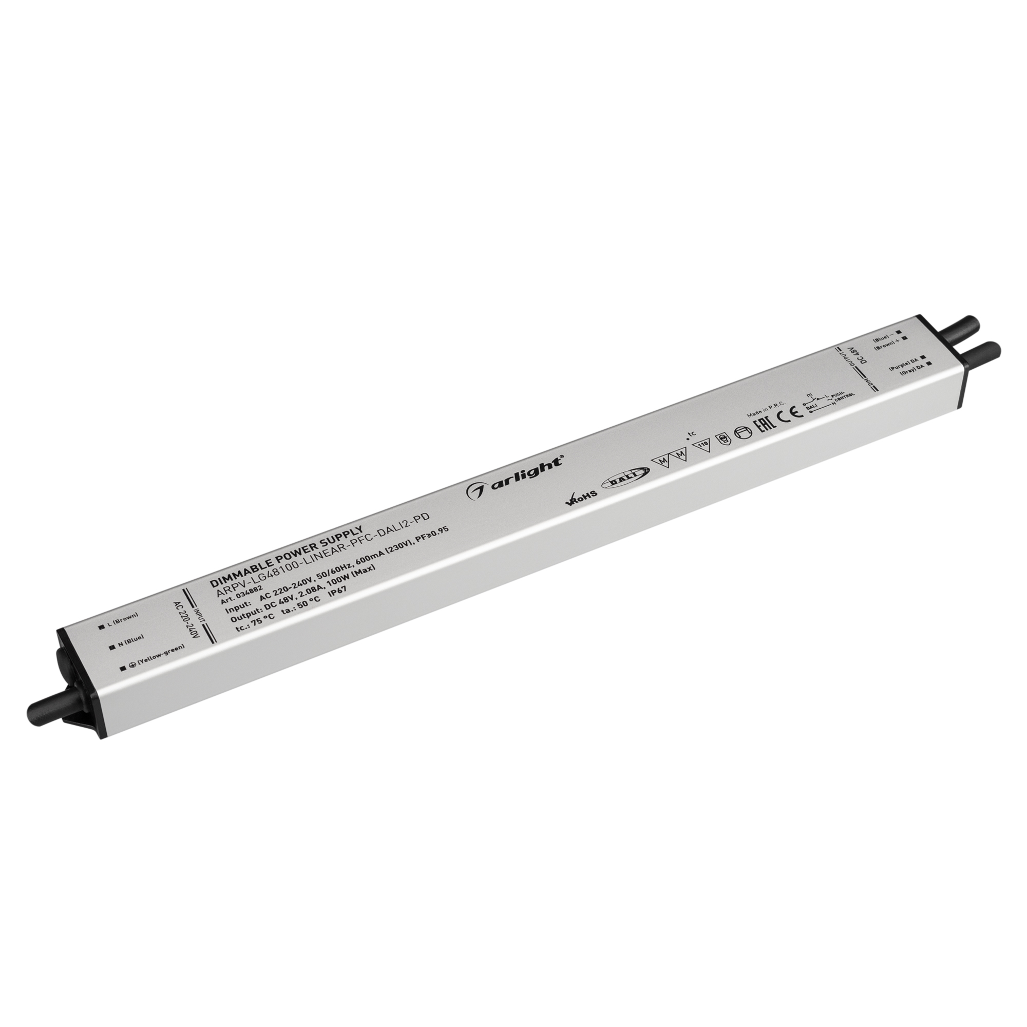 Изображение товара Arlight Блок питания ARPV-LG48100-LINEAR-PFC-DALI2-PD (48V, 2.08A, 100W) (IP67 Металл, 5 лет)