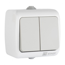 Изображение товара EKF PROxima Мурманск Выключатель 2-клавишный 10А IP54 серый.