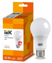 Изображение товара IEK Лампа светодиодная ECO A60 шар 20Вт 230В 3000К E27