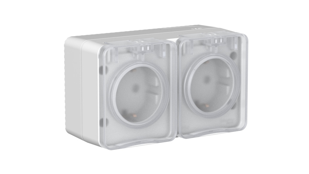 Изображение товара Systeme Electric AtlasDesign Profi54 Наруж Серый Розетка двойная с/з со шт.16А