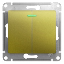 Изображение товара Systeme Electric Glossa Фисташковый Выключатель 2-клавишный с подсветкой, сх.5а, 10AX