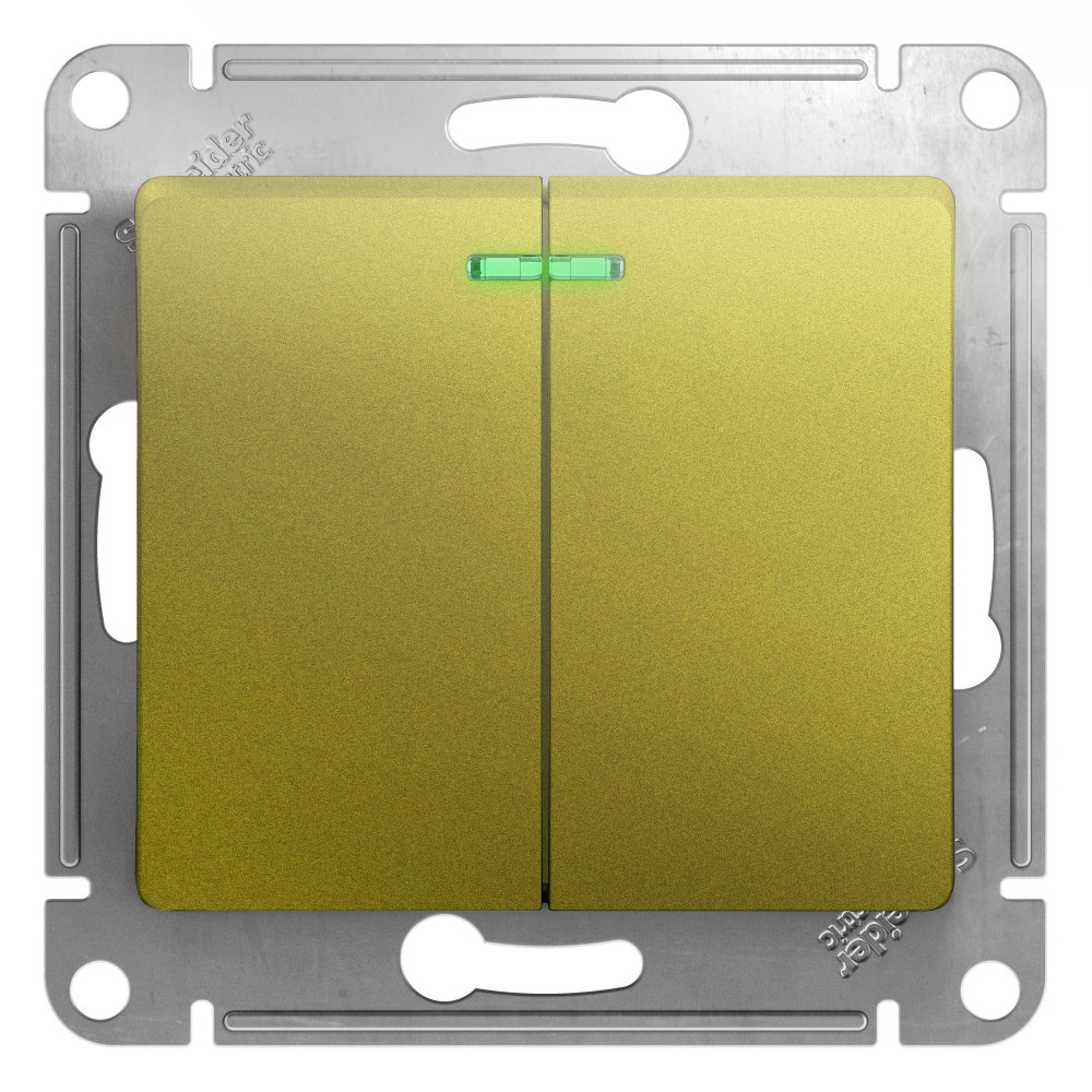 Изображение товара Выключатель Systeme Electric Glossa 2-клавишный с подсветкой 250 В 10 AX