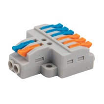 Изображение товара REXANT Клемма СМК 2х3 проходная разветвительная 2 полюса, с монтажной площадкой (1 ввод, 3 вывода на полюс) (50 шт./уп.).