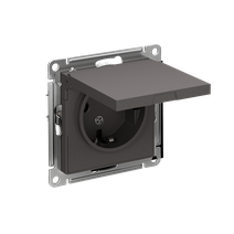 Изображение товара Systeme Electric AtlasDesign Базальт Розетка с/з со шторками с крышкой, 16А, IP20, механизм