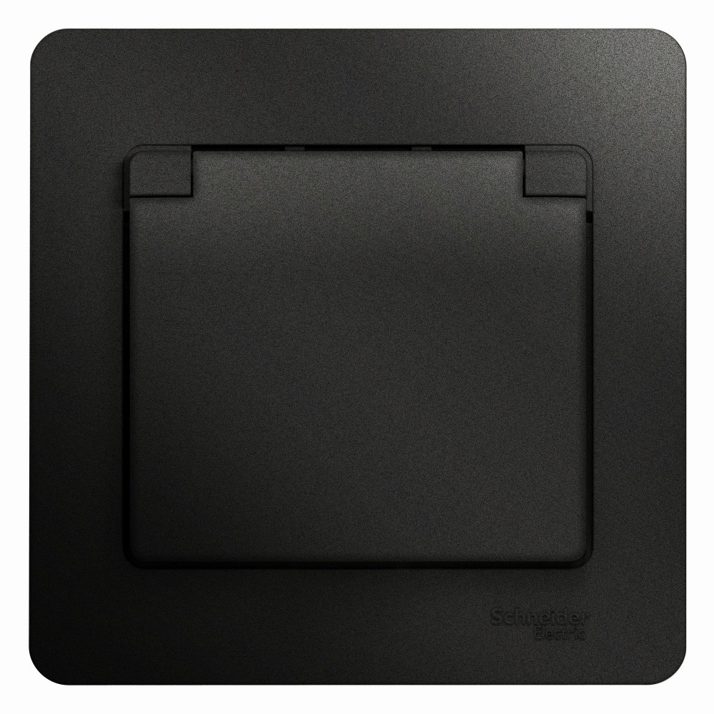 Изображение товара Rозетка System Electric Glossa антрацит с заземлением шторками крышкой 250 В 16 А