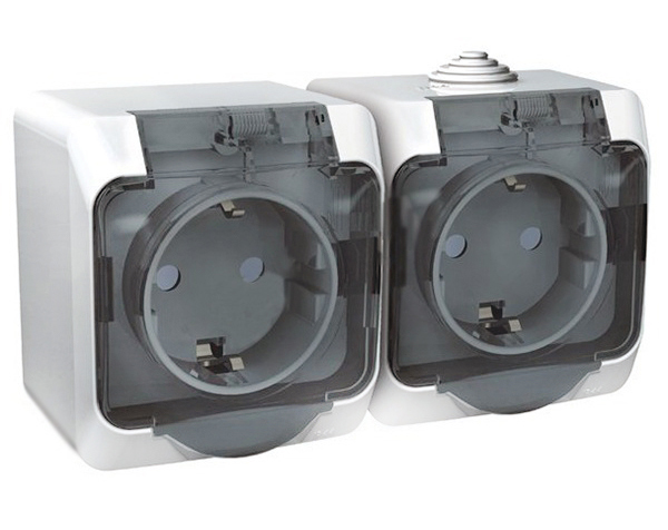 Изображение товара Rозетка Systeme Electric Этюд наруж Бел с/з IP44, 2 модуля