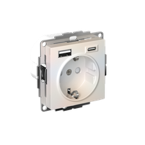 Изображение товара Systeme Electric AtlasDesign Жемчуг Розетка 16А с USB A+C (5В/2,4А/3 А, 2х5В/1,5А), мех