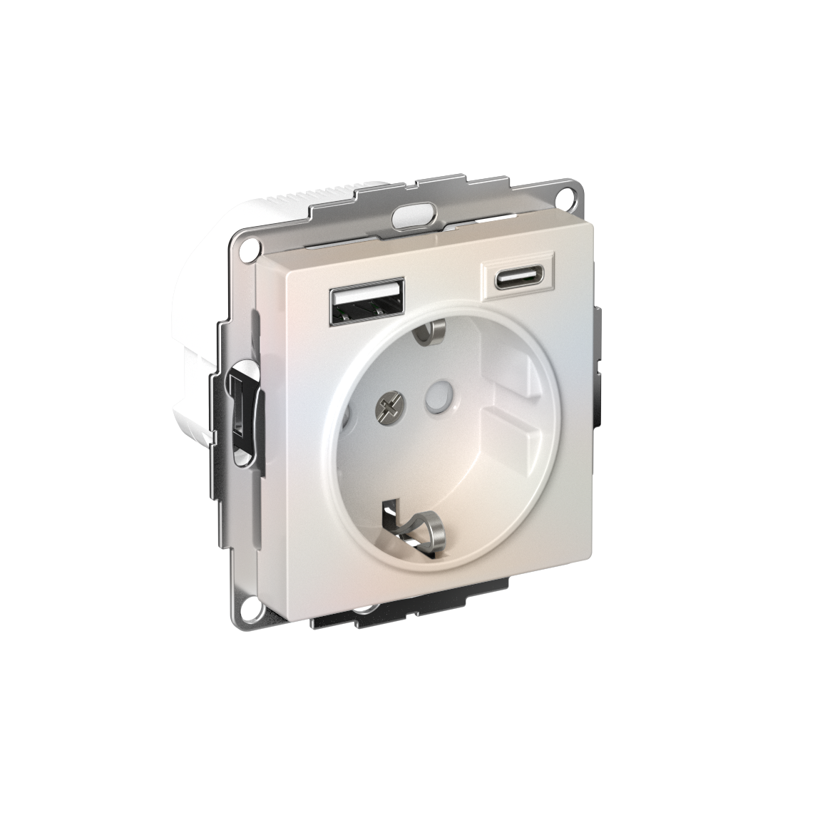 Изображение товара Systeme Electric AtlasDesign Жемчуг Розетка 16А с USB A+C (5В/2,4А/3 А, 2х5В/1,5А), мех