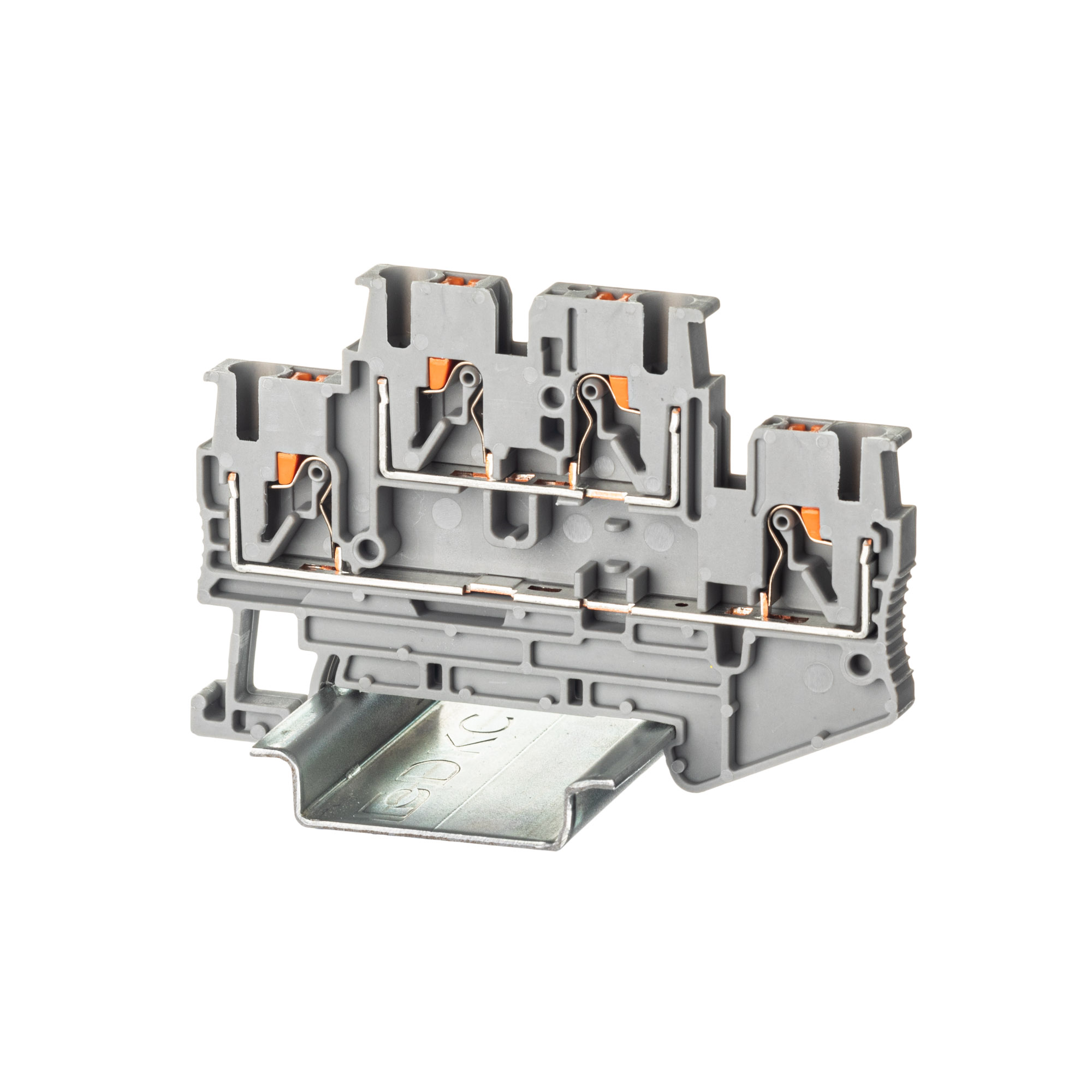 Изображение товара DKC Nuputuk Клемма двухуровневая, зажим push-in, 4 точки подключения, 2.5 кв.мм, серая
